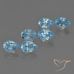 Gemme di Topazio Blu svizzero naturale da 3.38 ct, Forma a pera, VS