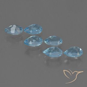 Gemme di Topazio Blu svizzero naturale da 3.38 ct, Forma a pera, VS