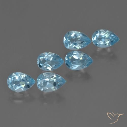 Gemme di Topazio Celeste naturale da 3.12 ct, Forma a pera, VS
