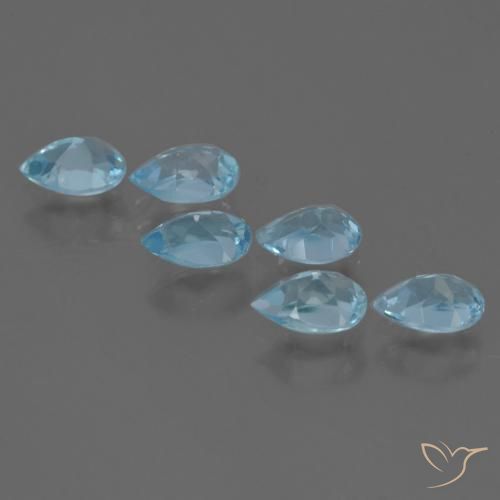 Gemme di Topazio Celeste naturale da 3.12 ct, Forma a pera, VS