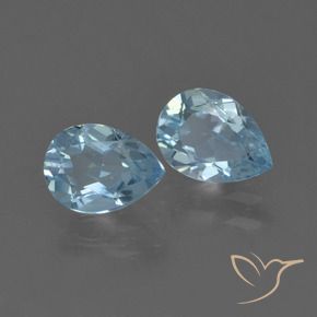 Gemme di Topazio Celeste naturale da 1.60 ct, Forma a pera, VVS-VS