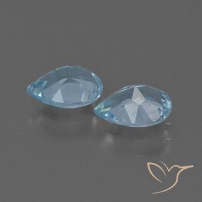 Gemme di Topazio Celeste naturale da 1.60 ct, Forma a pera, VVS-VS