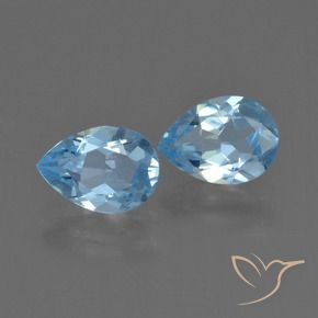 Gemme di Topazio Blu svizzero naturale da 1.56 ct, Forma a pera, VVS-VS