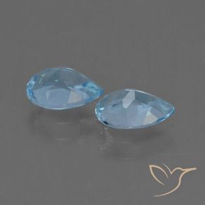 Gemme di Topazio Blu svizzero naturale da 1.56 ct, Forma a pera, VVS-VS
