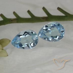 Gemme di Topazio Celeste naturale da 1.66 ct, Forma a pera, VVS-VS