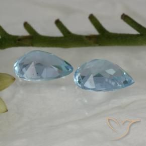 Gemme di Topazio Celeste naturale da 1.66 ct, Forma a pera, VVS-VS