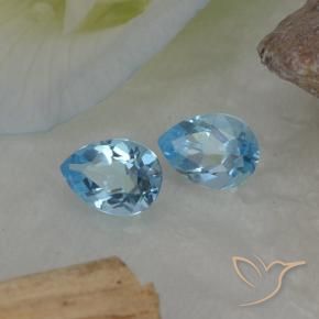Gemme di Topazio Celeste naturale da 1.75 ct, Forma a pera, VVS-VS
