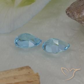 Gemme di Topazio Celeste naturale da 1.75 ct, Forma a pera, VVS-VS