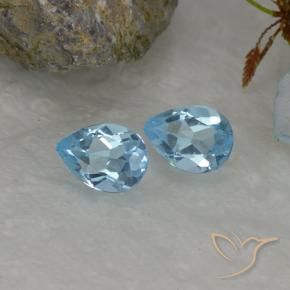 Gemme di Topazio Celeste naturale da 1.67 ct, Forma a pera, VVS-VS