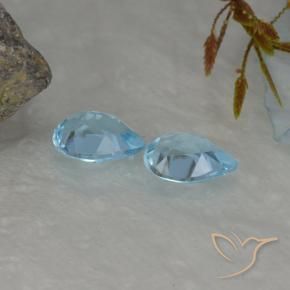 Gemme di Topazio Celeste naturale da 1.67 ct, Forma a pera, VVS-VS