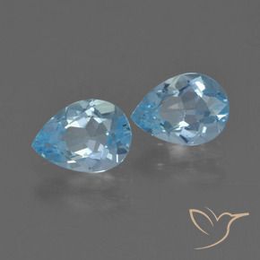 Gemme di Topazio Celeste naturale da 1.61 ct, Forma a pera, VVS-VS
