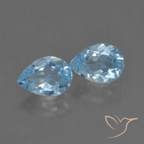 Gemme di Topazio Celeste naturale da 1.71 ct, Forma a pera, VVS-VS