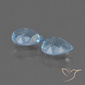 Gemme di Topazio Celeste naturale da 1.71 ct, Forma a pera, VVS-VS