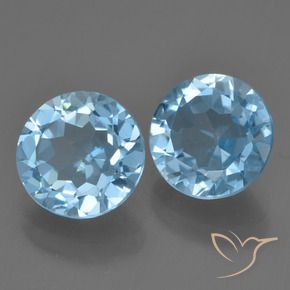 Gemme di Topazio Blu svizzero naturale da 4.09 ct, Rotondo, VVS-VS