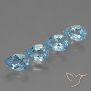 Gemme di Topazio Celeste naturale da 2.16 ct, Forma a pera, VS