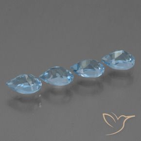 Gemme di Topazio Blu svizzero naturale da 2.45 ct, Forma a pera, VS