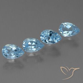 Gemme di Topazio Celeste naturale da 2.34 ct, Forma a pera, VS
