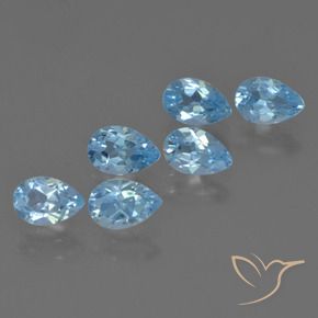 Gemme di Topazio Blu svizzero naturale da 3.29 ct, Forma a pera, VS