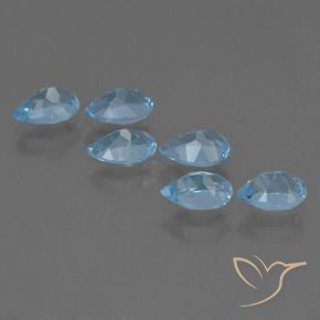 Gemme di Topazio Blu svizzero naturale da 3.29 ct, Forma a pera, VS