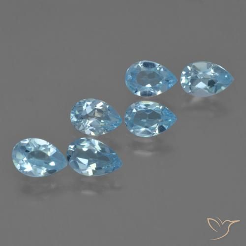 Gemme di Topazio Celeste naturale da 2.93 ct, Forma a pera, VS