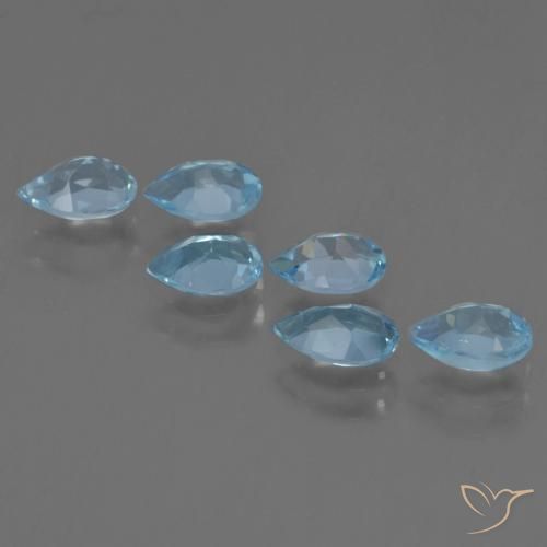 Gemme di Topazio Celeste naturale da 2.93 ct, Forma a pera, VS