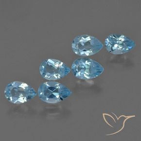 Gemme di Topazio Celeste naturale da 3.12 ct, Forma a pera, VS