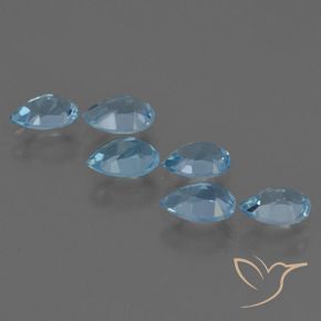 Gemme di Topazio Celeste naturale da 3.12 ct, Forma a pera, VS