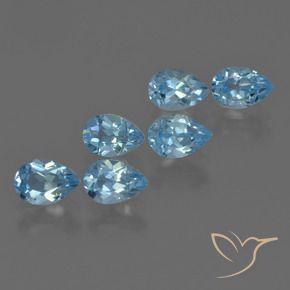 Gemme di Topazio Blu svizzero naturale da 3.24 ct, Forma a pera, VS