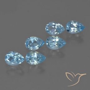 Gemme di Topazio Blu svizzero naturale da 3.34 ct, Forma a pera, VS