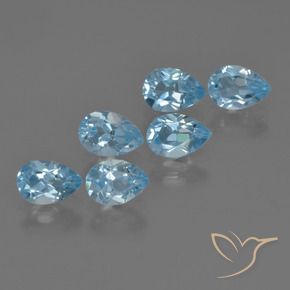 Gemme di Topazio Blu svizzero naturale da 3.31 ct, Forma a pera, VS