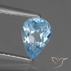 Topazio Celeste naturale da 0.83 ct, Forma a pera, VVS-VS