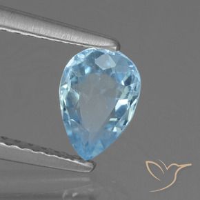 Topazio Celeste naturale da 0.90 ct, Forma a pera, VS