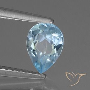 Topazio Celeste naturale da 0.83 ct, Forma a pera, VVS-VS