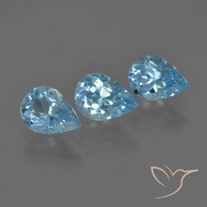 Gemme di Topazio Blu svizzero naturale da 2.17 ct, Forma a pera, VVS-VS