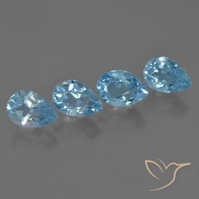 Gemme di Topazio Blu svizzero naturale da 3.62 ct, Forma a pera, VS