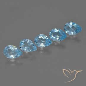 Gemme di Topazio Blu svizzero naturale da 3.60 ct, Forma a pera, VVS-VS