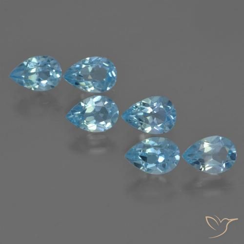 Gemme di Topazio Blu svizzero naturale da 3.34 ct, Forma a pera, VS