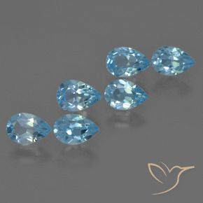 Gemme di Topazio Blu svizzero naturale da 3.34 ct, Forma a pera, VS