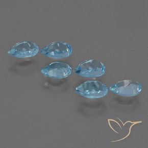 Gemme di Topazio Blu svizzero naturale da 3.34 ct, Forma a pera, VS