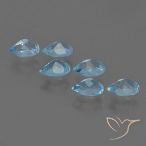 Gemme di Topazio Celeste naturale da 3.41 ct, Forma a pera, VS