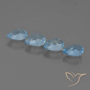 Gemme di Topazio Blu svizzero naturale da 3.33 ct, Forma a pera, VVS-VS