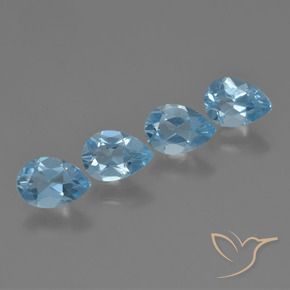 Gemme di Topazio Blu svizzero naturale da 3.19 ct, Forma a pera, VVS-VS