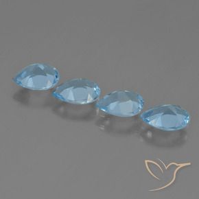 Gemme di Topazio Blu svizzero naturale da 3.19 ct, Forma a pera, VVS-VS