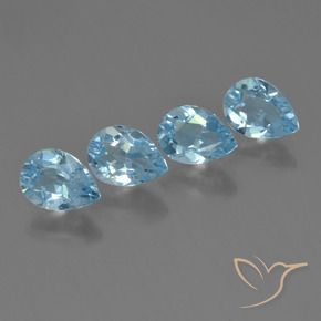 Gemme di Topazio Celeste naturale da 3.50 ct, Forma a pera, VVS-VS