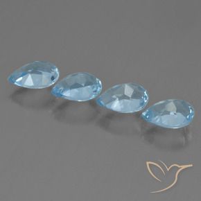 Gemme di Topazio Celeste naturale da 3.50 ct, Forma a pera, VVS-VS