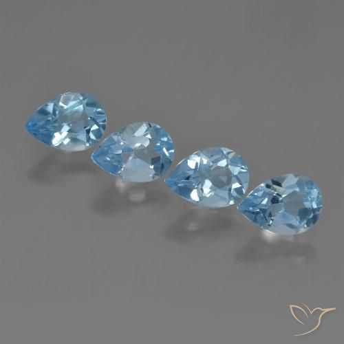 Gemme di Topazio Blu svizzero naturale da 3.46 ct, Forma a pera, VVS-VS