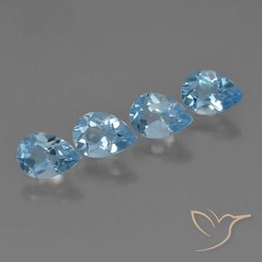 Gemme di Topazio Blu svizzero naturale da 3.46 ct, Forma a pera, VVS-VS