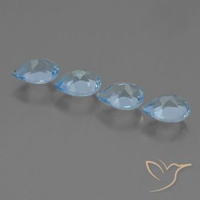 Gemme di Topazio Blu svizzero naturale da 3.46 ct, Forma a pera, VVS-VS