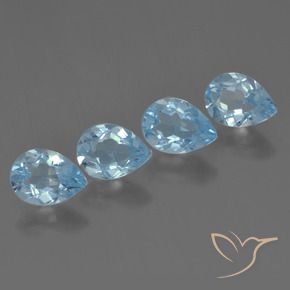 Gemme di Topazio Celeste naturale da 3.47 ct, Forma a pera, VVS-VS