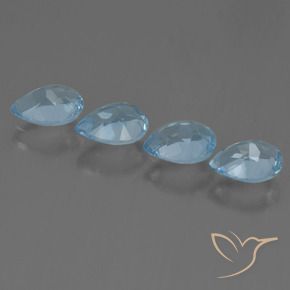 Gemme di Topazio Celeste naturale da 3.47 ct, Forma a pera, VVS-VS